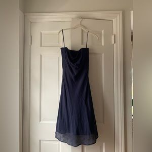 Jcrew strapless linen navy dress